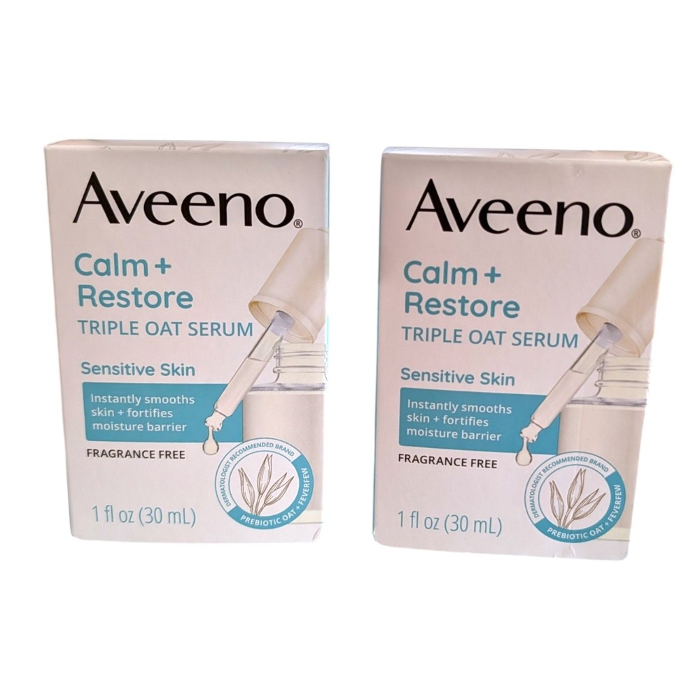 Aveeno Calm + Restore Triple Oat Serum for Sensitive Skin 1 fl oz 2 Pack